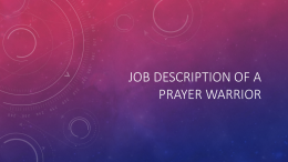 JOB DESCRIPTION OF A PRAYER WARRIOR