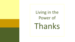 LIVING IN THE POWER OF THANKS